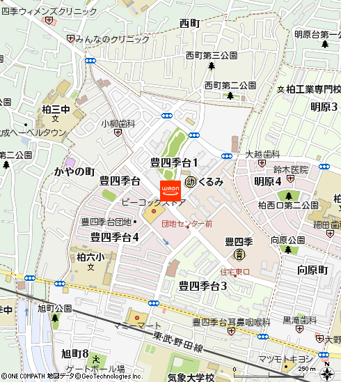 ピーコックストア豊四季台店付近の地図